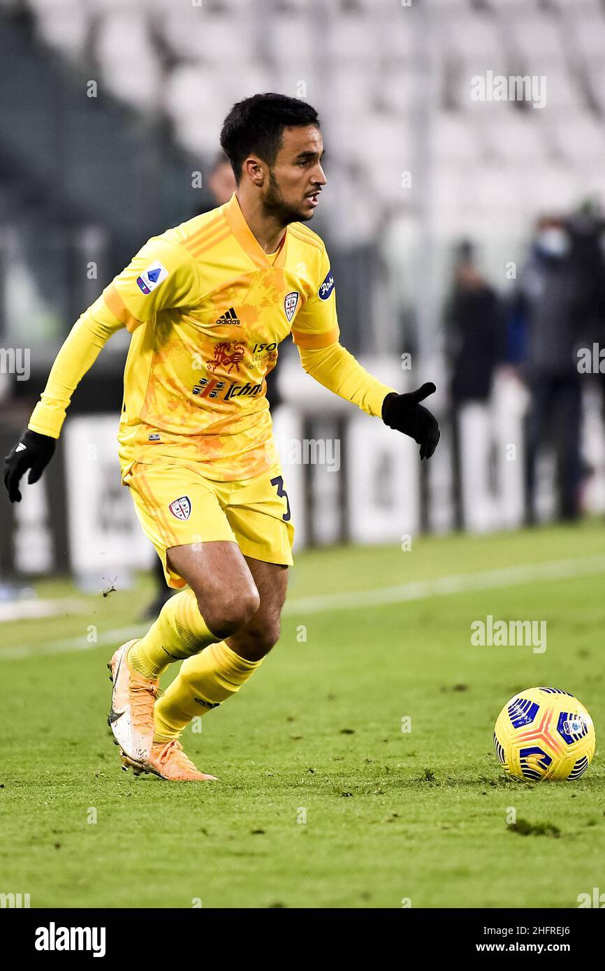 Marco Alpozzi/LaPresse 21 novembre 2020 Torino, Italia sport soccer Juventus vs Cagliari - Campionato Italiano Calcio League A TIM 2020/2021 - Stadio Allianz nella foto: Alessandro Tripaldelli (Cagliari); Foto Stock