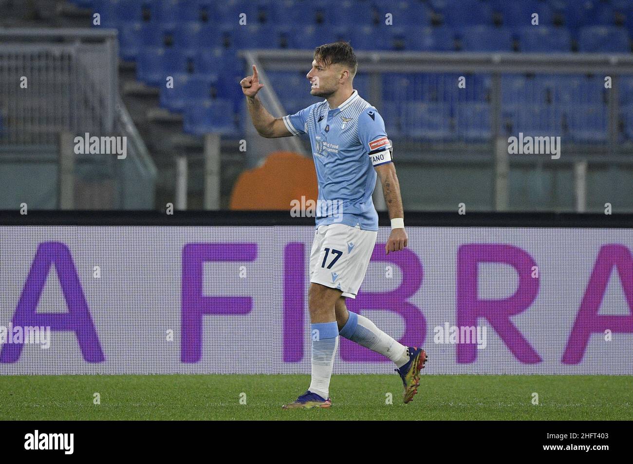 Fabrizio Corradetti / LaPresse 20st dicembre 2020 Roma, Italia sport soccer Lazio vs Napoli - Campionato Italiano Calcio League A TIM 2020/2021 - Stadio Olimpico nella foto: Ciro immobile festeggia dopo aver segnato il traguardo 1-0 Foto Stock