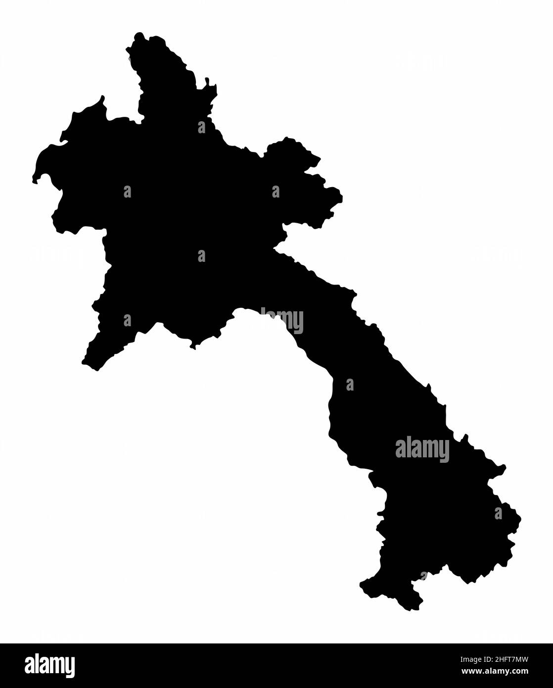 Laos silhouette mappa isolato su sfondo bianco Illustrazione Vettoriale