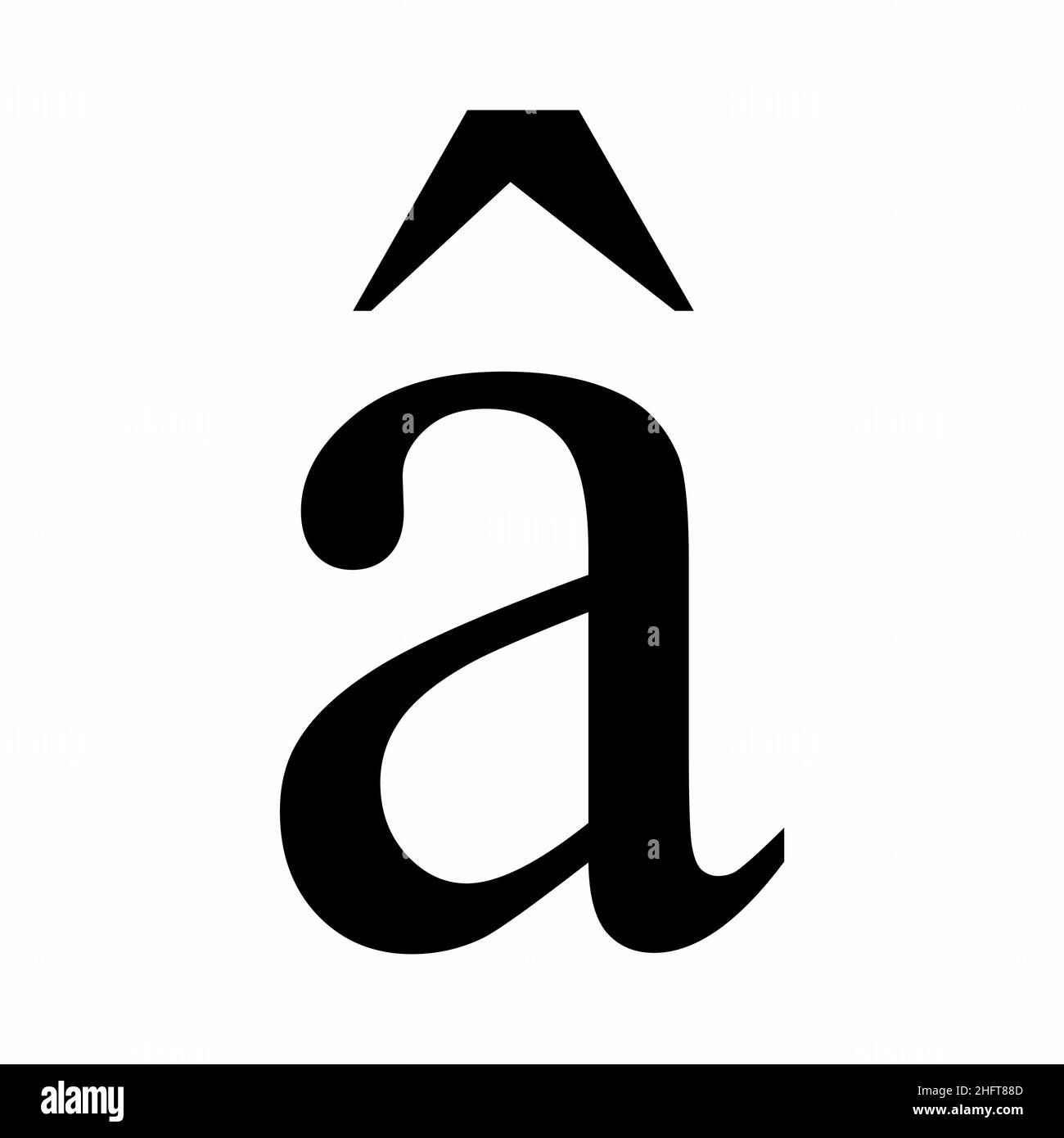 Piccolo latino Una lettera con circonflesso su sfondo bianco Illustrazione Vettoriale