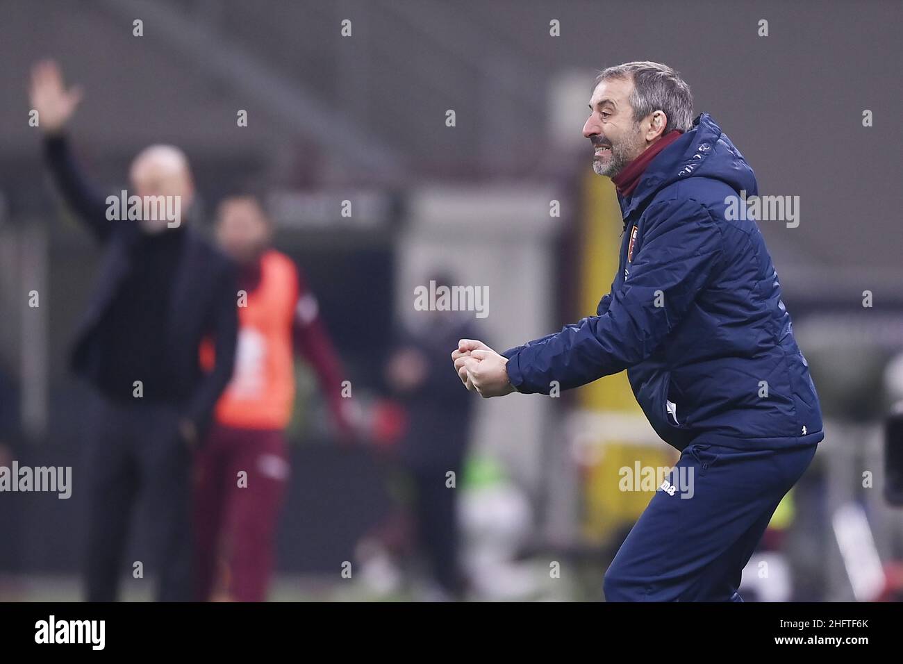 LaPresse - Fabio Ferrari 12 gennaio 2021 Milano, Italia calcio esclusivo TORINO FC Milano vs Torino FC - Tim Cup 2020/2021 - ottanta alla finale - Stadio San Siro di Milano. Nella foto:Marco Giampaolo (Torino FC); Foto Stock