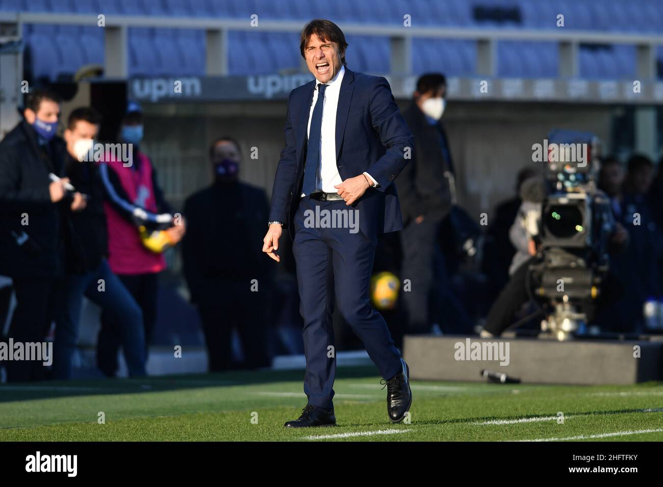 LaPresse - Jennifer Lorenzini 13 gennaio 2021 Firenze (Italia) Sport Soccer Fiorentina - Inter Coppa Italia 2020/2021 - ottavo round - Stadio "Artemio Franchi" nella foto: Antonio Conte, allenatore dell'Inter Foto Stock