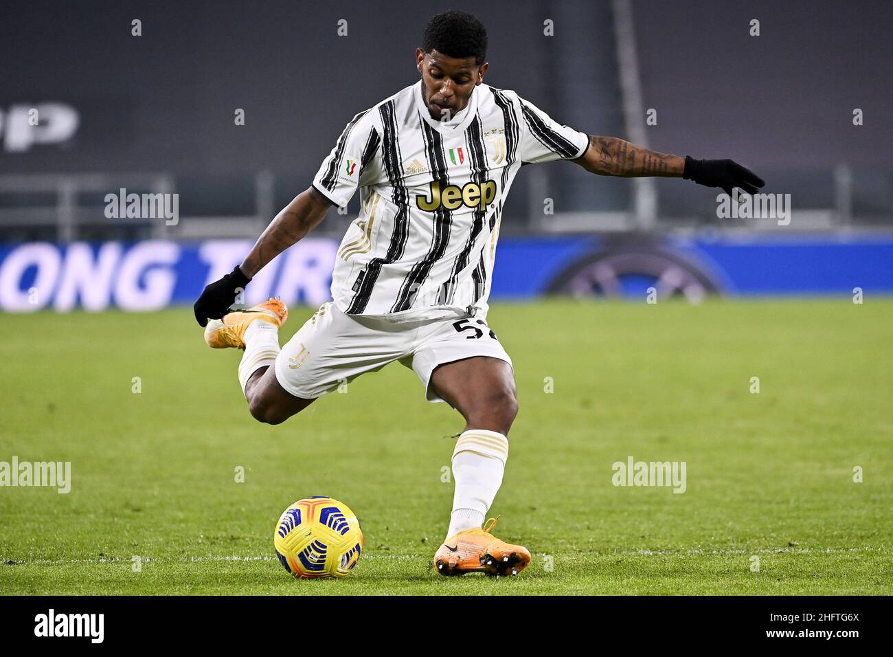 Marco Alpozzi/LaPresse 13 gennaio 2021 Torino, Italia sport soccer Juventus Vs Sassuolo - Tim Cup 2020/2021 - ottanta alla finale - Stadio Allianz nella foto: Wesley (Juventus F.C.); Foto Stock