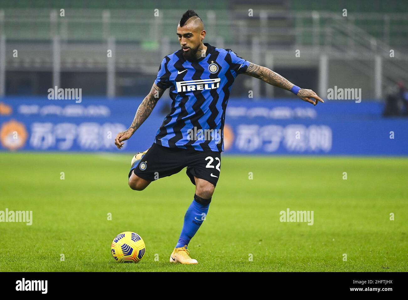 Marco Alpozzi/LaPresse 17 gennaio 2021 Milano, Italia sport soccer Inter Vs Juventus - Campionato Italiano Calcio League A TIM 2020/2021 - Stadio Giuseppe Meazza nella foto: Arturo Vidal (FC Internazionale Milano); Foto Stock