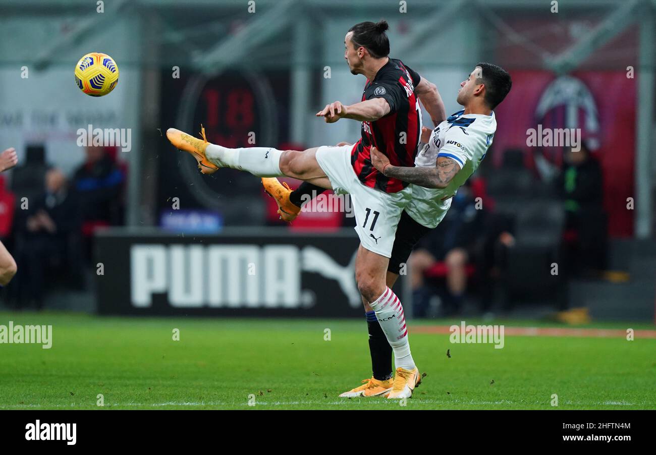 LaPresse - Spada 23 gennaio , 2020 Milano ( Italia ) Sport Soccer A.C. Milano- Stagione 2020-2021 - Serie A Milano vs Atalanta nella foto: Zlatan Ibrahimovic Foto Stock