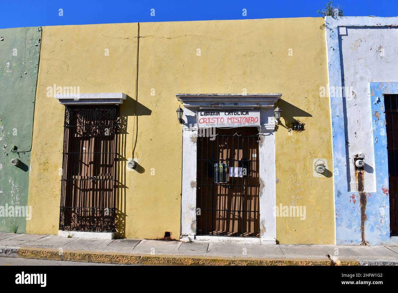 Case coloniali spagnole, San Francisco de Campeche, stato di Campeche, Messico, Nord America, patrimonio mondiale dell'UNESCO Foto Stock