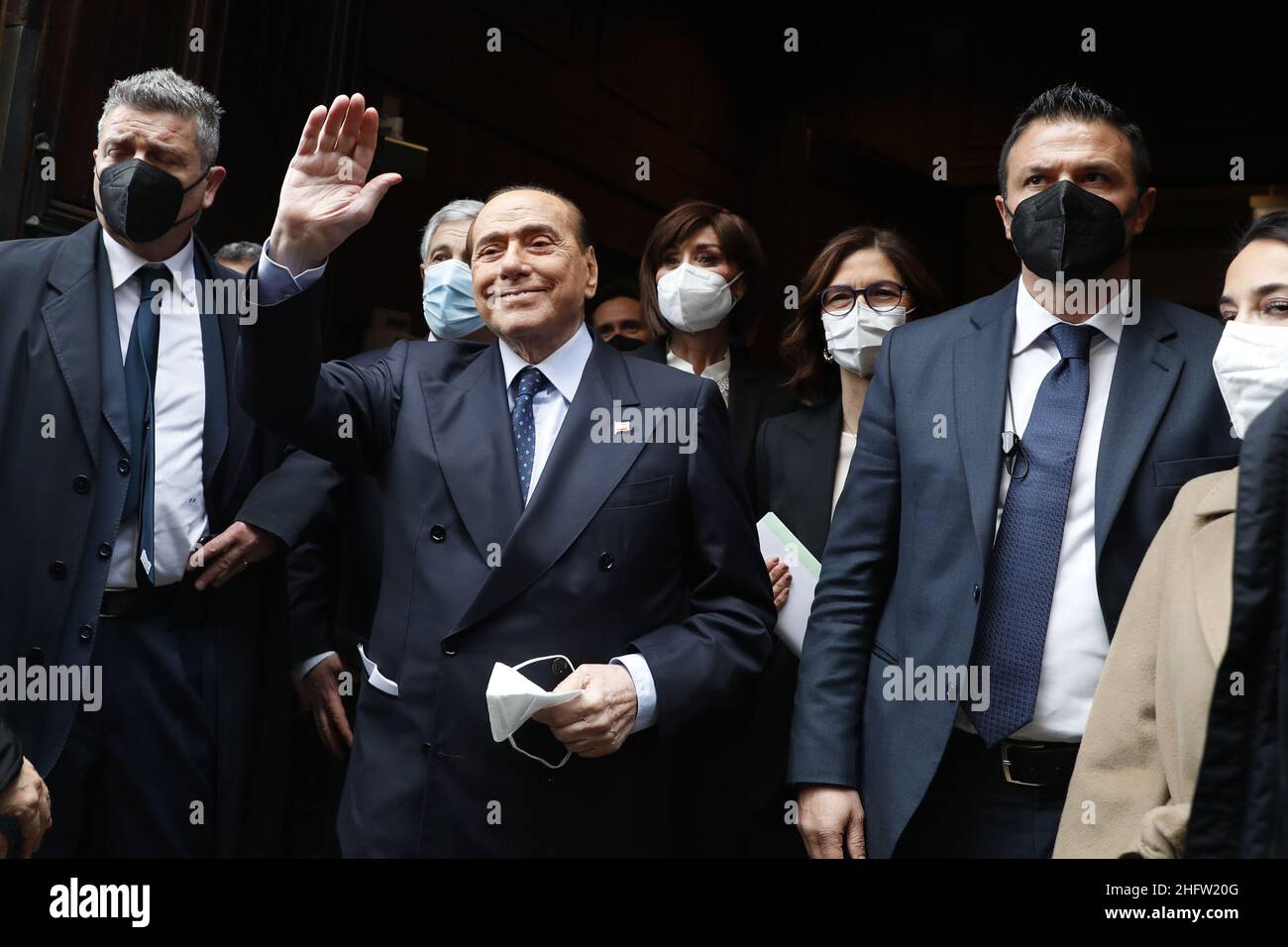 Foto Cecilia Fabiano/ LaPresse 09 febbraio 2021 Roma (Italia)Politica secondo giro di consulenze per la formazione del governo nella foto: Silvio BerlusconiPhoto Cecilia Fabiano/LaPresseFebbraio 09 , 2021 Roma (Italia) Politicssecondo giorno di consultazione governativa nel Pic: Silvio Berlusconi Foto Stock