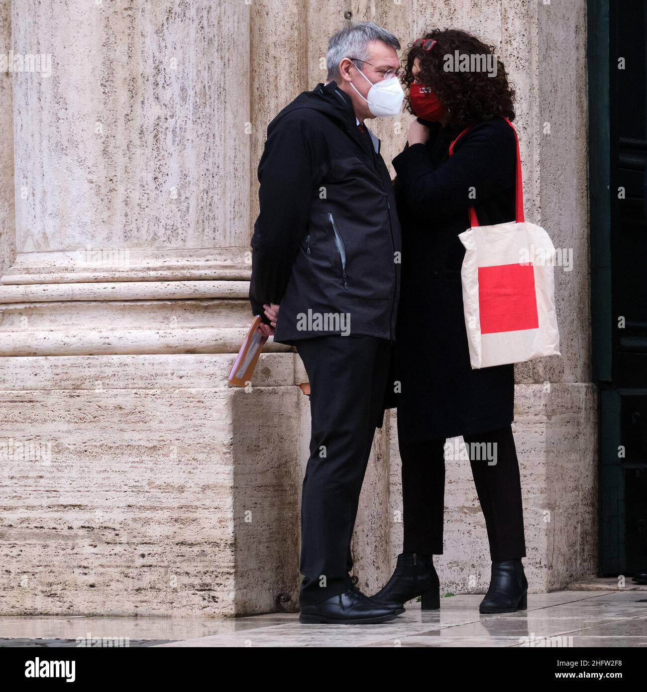 Mauro Scrobogna /LaPresse 10 febbraio 2021&#xa0; Roma, Italia Camera politica dei deputati consultazioni nella foto: Maurizio Landini Segretario CGIL Foto Stock