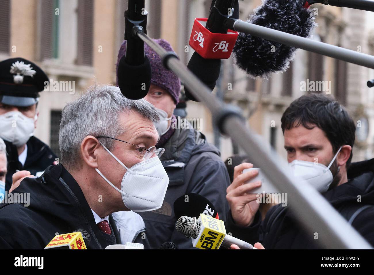 Mauro Scrobogna /LaPresse 10 febbraio 2021&#xa0; Roma, Italia Camera politica dei deputati consultazioni nella foto: Maurizio Landini Segretario CGIL Foto Stock