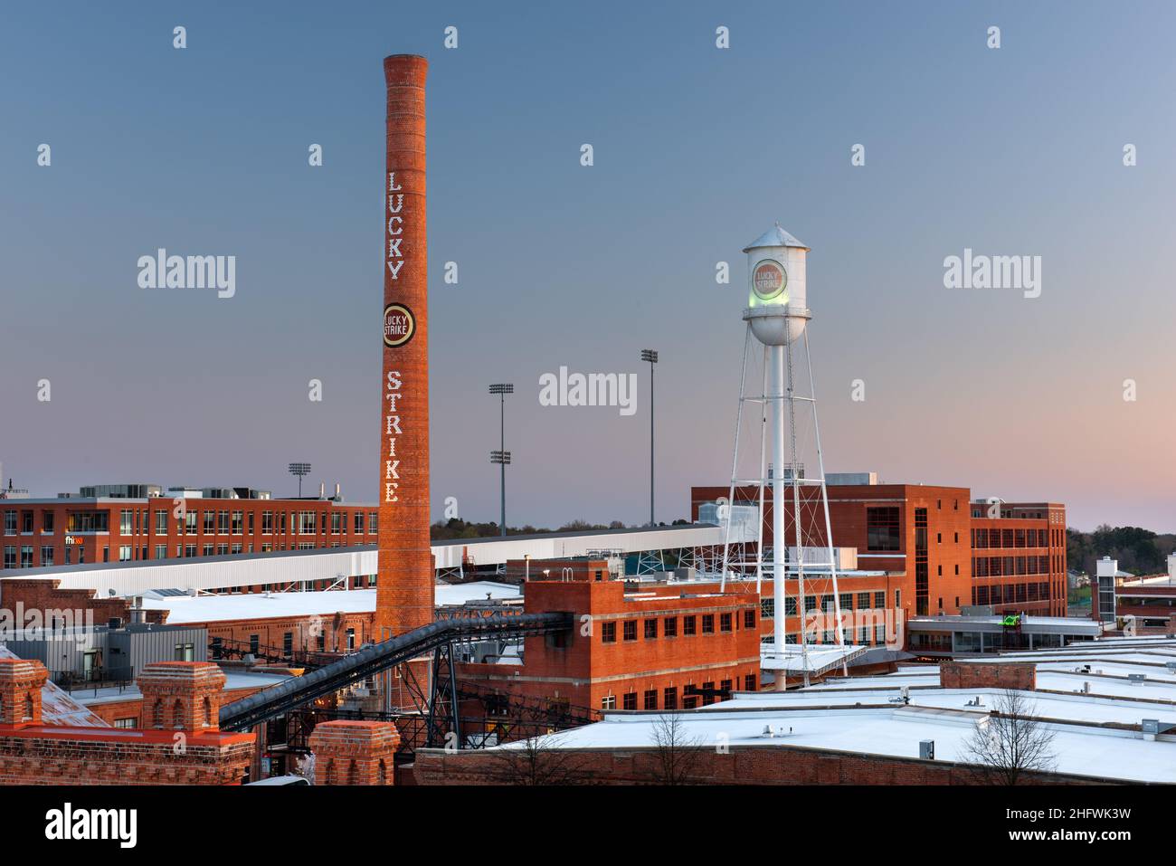 DURHAM, CAROLINA DEL NORD - 28 MARZO 2015: Il distretto storico americano del tabacco. Una volta che la sede della American Tobacco Company, il sito è NO Foto Stock