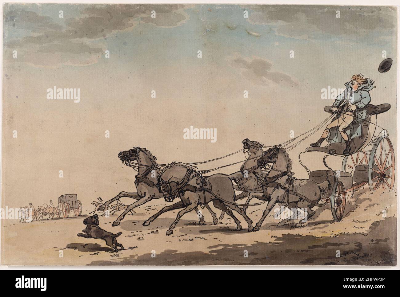 Un quattro in mano, o il carro di fuga. Artista: Thomas Rowlandson (1756-1827) artista e caricaturista inglese dell'epoca georgiana. Osservatore sociale, è stato un artista prolifico e tipografo. Credit: Thomas Rowlandson/Alamy Foto Stock