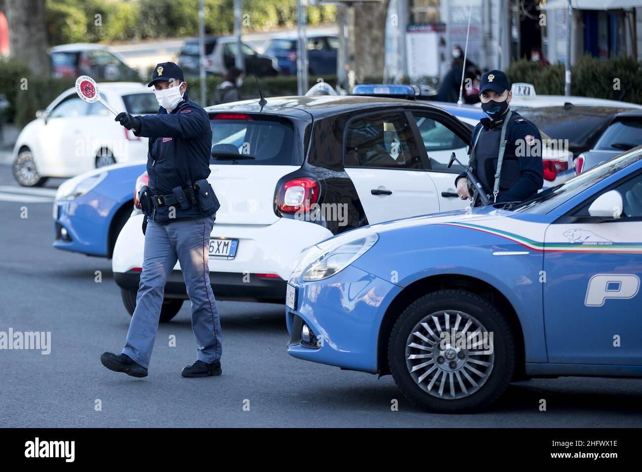 Roberto Monaldo / LaPresse 15-03-2021 Roma (Italia) Notizie Red zone - controllo della polizia di Stato Foto Stock