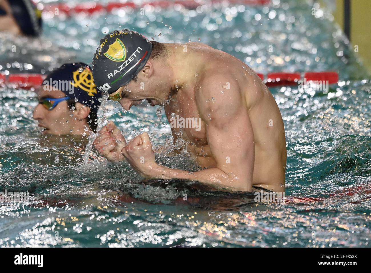 Gian Mattia D'Alberto - LaPresse Aprile 03 2021 Riccione (RM) Sport Nuoto Campionato Italiano Nuoto Unipol nella foto: Alberto Razzetti Foto Stock