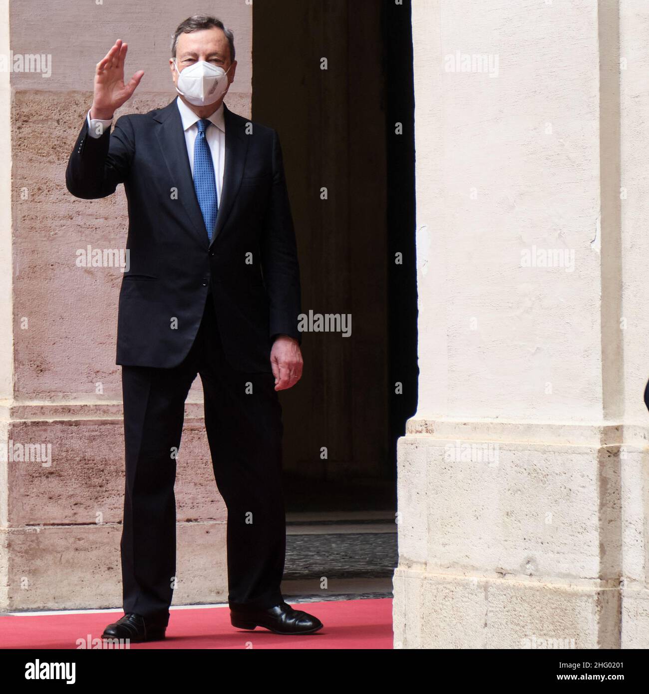 Mauro Scrobogna /LaPresse 16 giugno 2021&#xa0; Roma, Italia Politica Palazzo Chigi - Visita del Presidente della Tunisia nella foto: Il primo Ministro Mario Draghi riceve il Presidente della Tunisia Kais Saied. Foto Stock