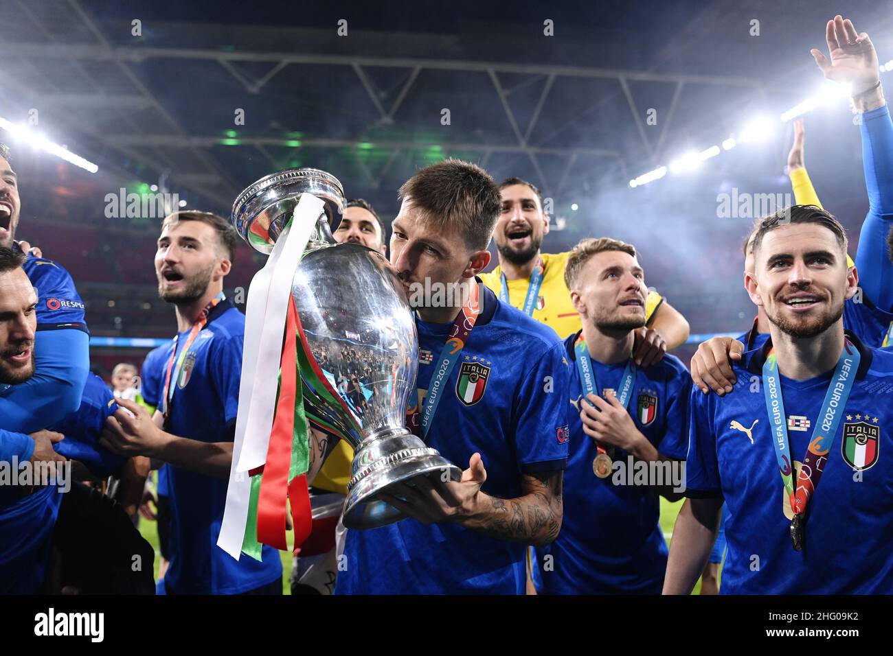 LaPresse - Fabio Ferrari 11 luglio 2021 - Londra, Gran Bretagna sport soccer IItaly vs Inghilterra - Euro 2020 Final - Wembley Stadium, Londra nella foto: L'esaltazione degli Azzurri per la vittoria del Campionato europeo Foto Stock