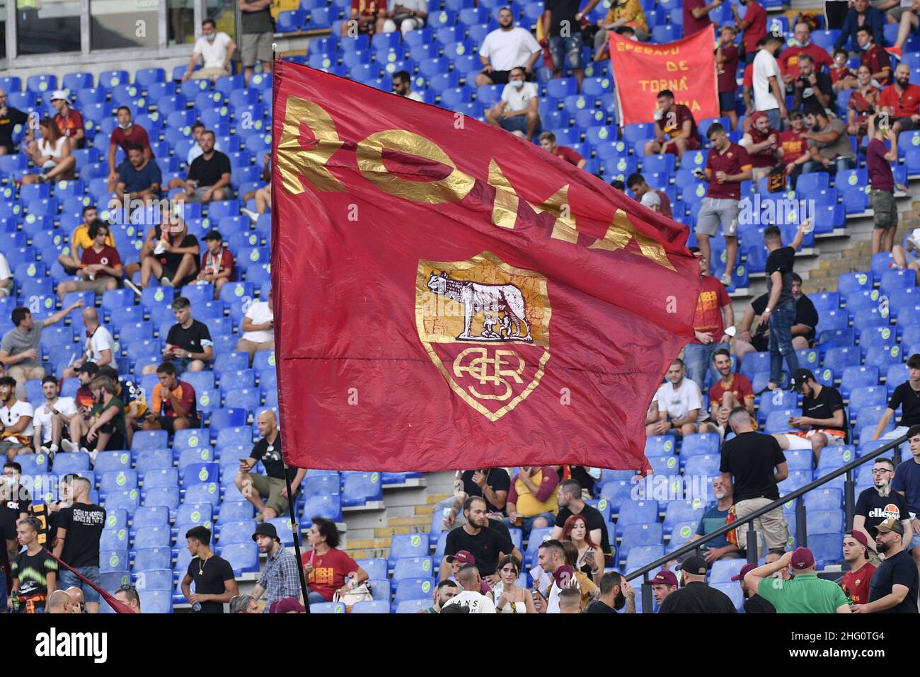 Fabrizio Corradetti / LaPresse 14st agosto 2021 Roma, Italia sport soccer AS Roma vs Raja Club Athletic - Pre-Season friendly 2021/2022 - Stadio Olimpico nella foto: Tifosi Foto Stock