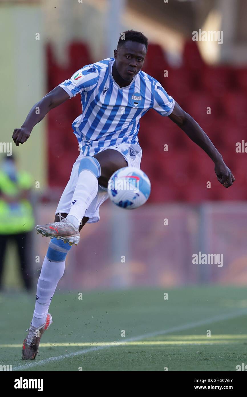 Alessandro Garofalo/LaPresse 14 agosto 2021 Benevento, Italia sport soccer Benevento vs Spal - Coppa Italia 2021/2022 - Stadio Ciro Vigorito nella foto: Demba Seck (Spal) Foto Stock