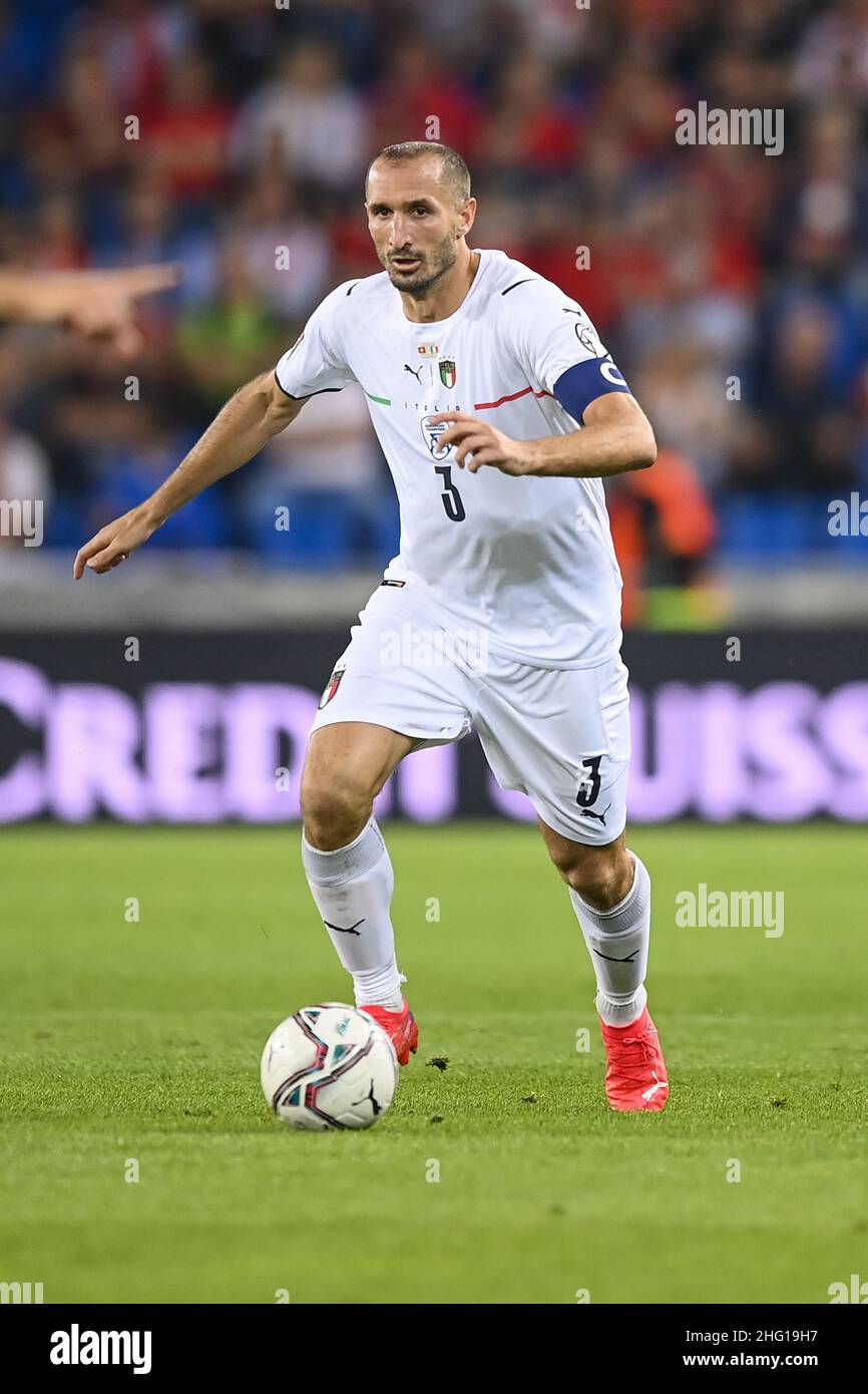 LaPresse - Fabio Ferrari Settembre 05 2021 Basel, Svizzera sport soccer Italia vs Svizzera - Qatar World Cup Qualifiers - Stadio St. Jakob-Park di Basilea nella foto:Giorgio Chiellini (Italia) Foto Stock