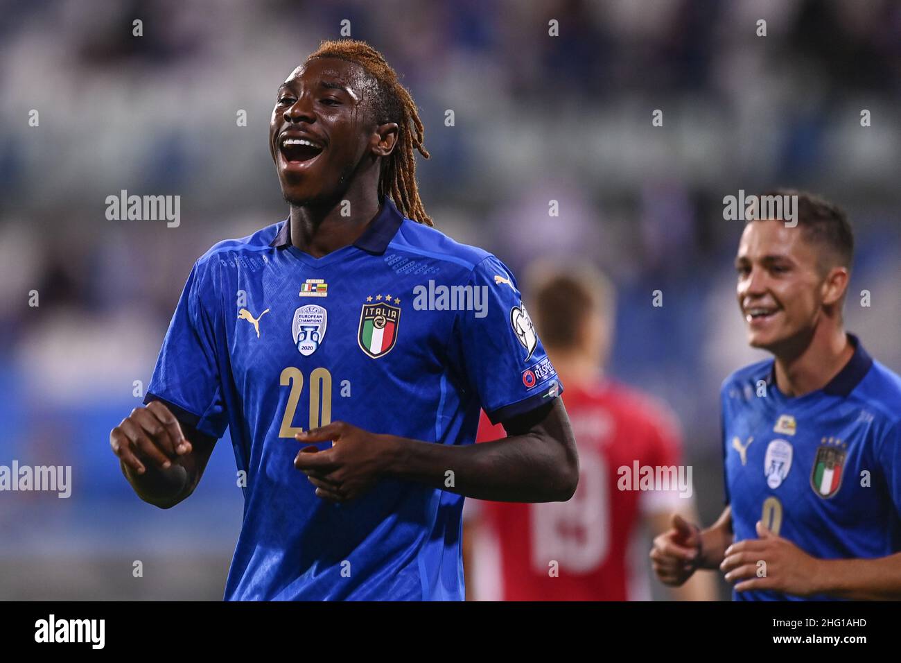 LaPresse - Fabio Ferrari Settembre, 08 2021 Reggio Emilia, Italia sport soccer Italia vs Lituania - Qatar World Cup Qualifiers - Stadio Mapei di Reggio Emilia. Nella foto:Moise Kean (Italia) Foto Stock