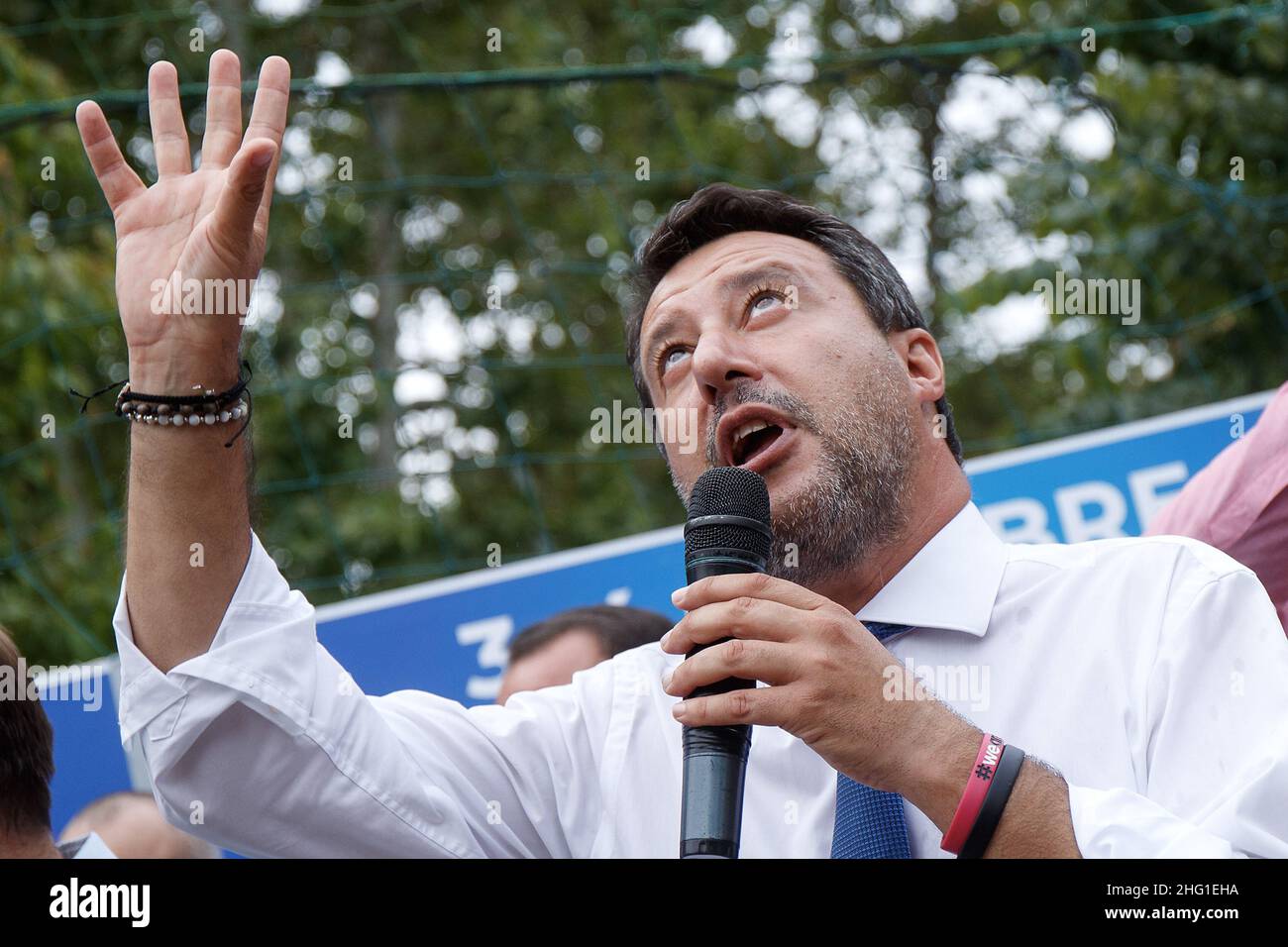 Roberto Monaldo / LaPresse 09-16-2021 Roma (Italia) Politica elezioni amministrative - Matteo Salvini e Simonetta Matone incontrano i cittadini del quinto comune nella foto di Matteo Salvini Foto Stock