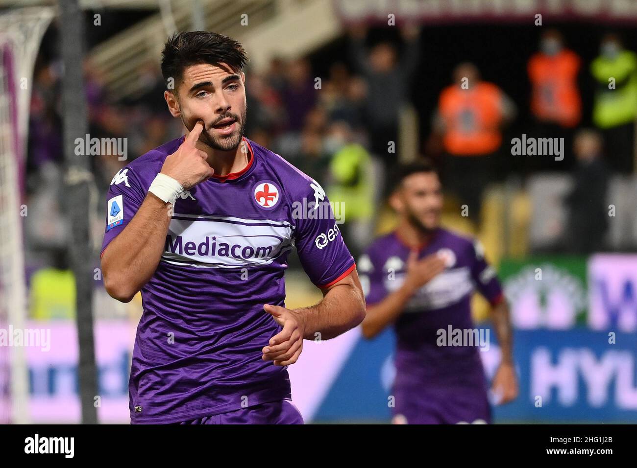 Foto Alfredo Falcone / LaPresse21 Settembre 2021 Firenze, ItaliaSport CalcioFiorentina - Inter - Campionato di Calcio Serie A 2021/2022 - Stadio Artemio Franchi di FirenzeNella foto: Sottanza SottilFoto Alfredo Falcone / LaPresseSettembre 21, 2021 Firenze, ItalySport SoccerFiorentina - Inter - Campionato Italiano di Calcio Lega A 2021/2022 - Stadio Artemio Franchi di FlorenceIn la foto: Sottil festeggia Foto Stock