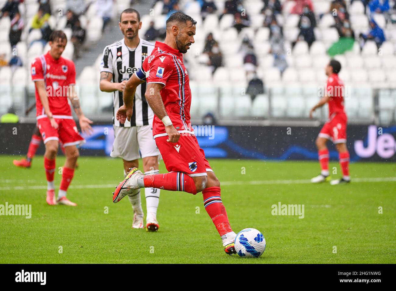 Marco Alpozzi/LaPresse 26 settembre 2021 Torino, Italia sport soccer Juventus Vs Sampdoria - Campionato Italiano Calcio League A TIM 2021/2022 - Stadio Allianz nella foto: Fabio Quagliarella (UC Sampdoria); Foto Stock