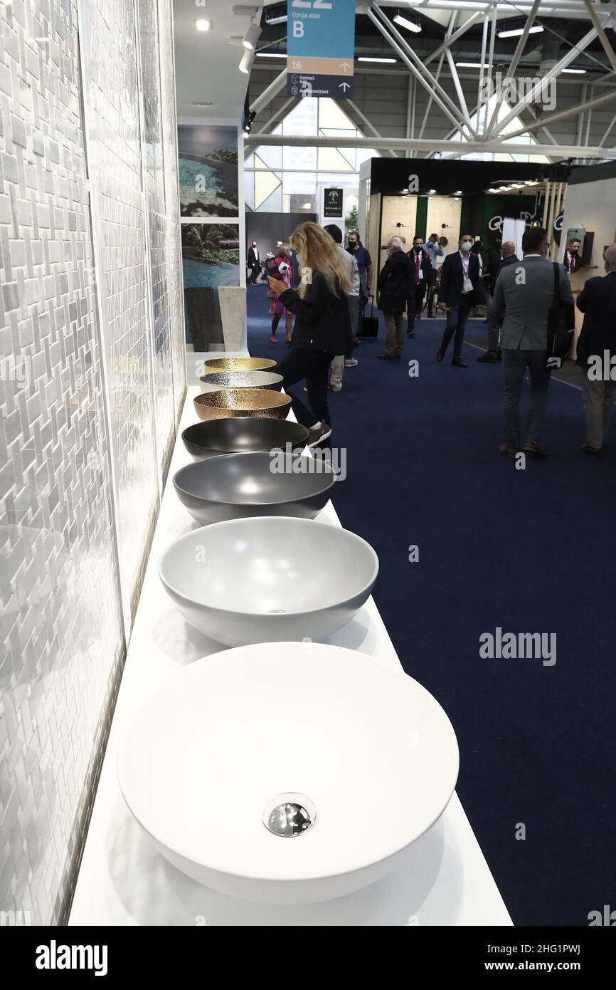 Michele Nucci/LaPresse 27 settembre 2021 - Bologna, Italia News Cersaie, la più importante mostra mondiale di piastrelle ceramiche e arredi per bagno, torna al Centro Espositivo di Bologna dal 27 settembre al 1 ottobre 2021 Foto Stock