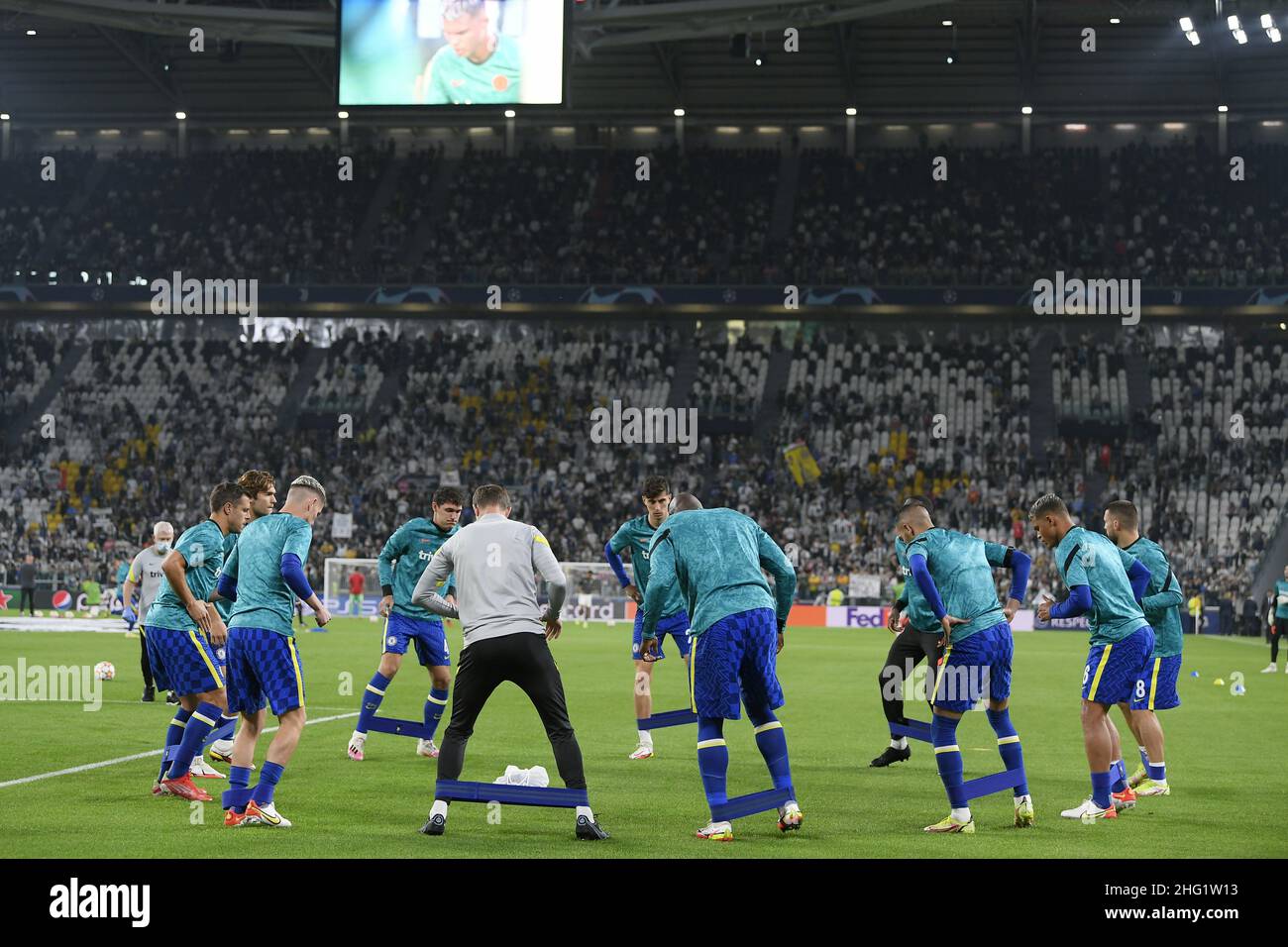 LaPresse - Fabio Ferrari 29 settembre 2021 Torino, Italia sport soccer Juventus FC vs Chelsea - UEFA Champions League 2021/2022 - palcoscenico di gruppo - Gruppo H - 2/6 - Stadio Allianz. Nella foto: Sessione di formazione Chelsea FC Foto Stock