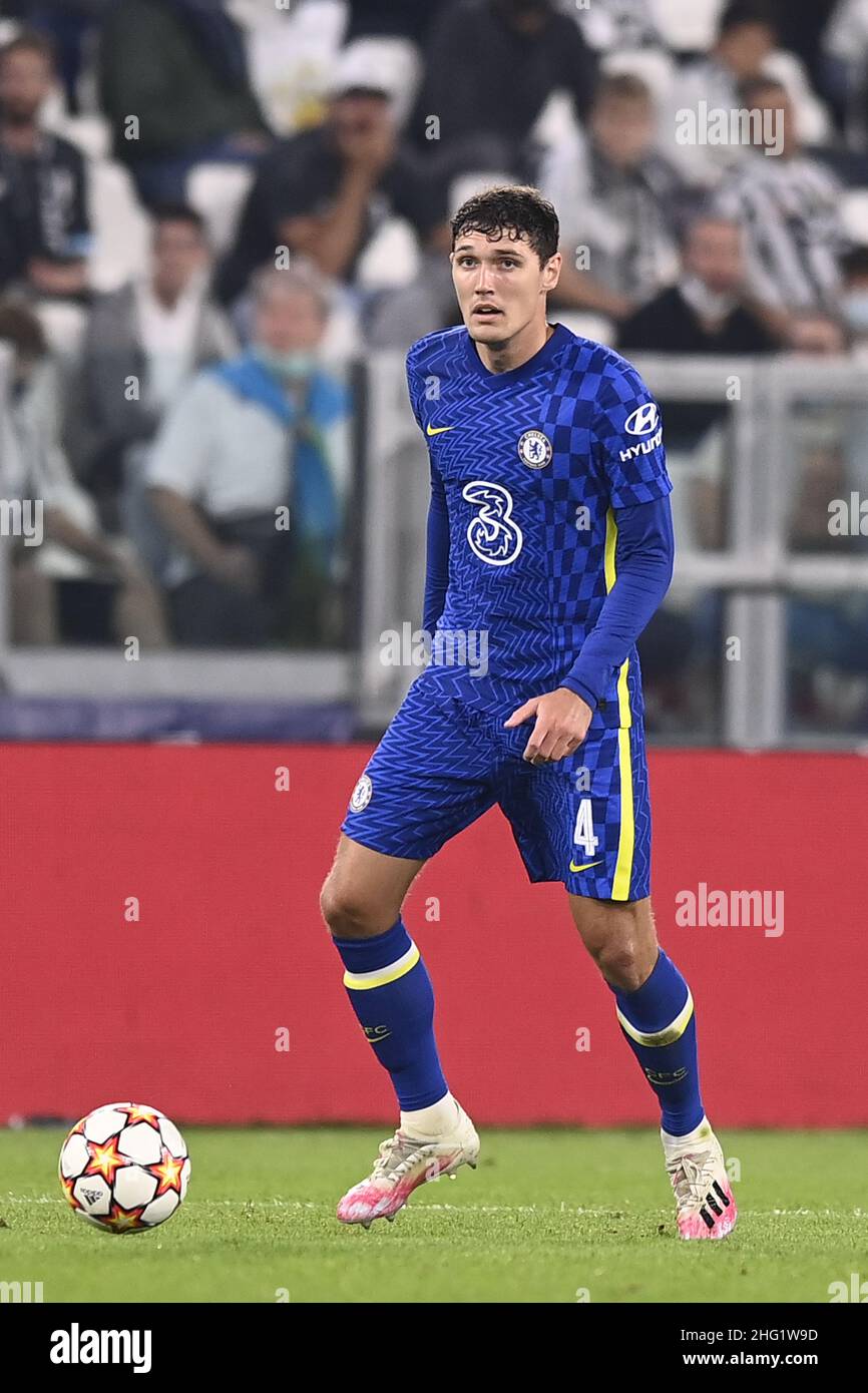 LaPresse - Fabio Ferrari 29 settembre 2021 Torino, Italia sport soccer Juventus FC vs Chelsea - UEFA Champions League 2021/2022 - palcoscenico di gruppo - Gruppo H - 2/6 - Stadio Allianz. Nella foto:Andreas Christensen(Chelsea FC) Foto Stock