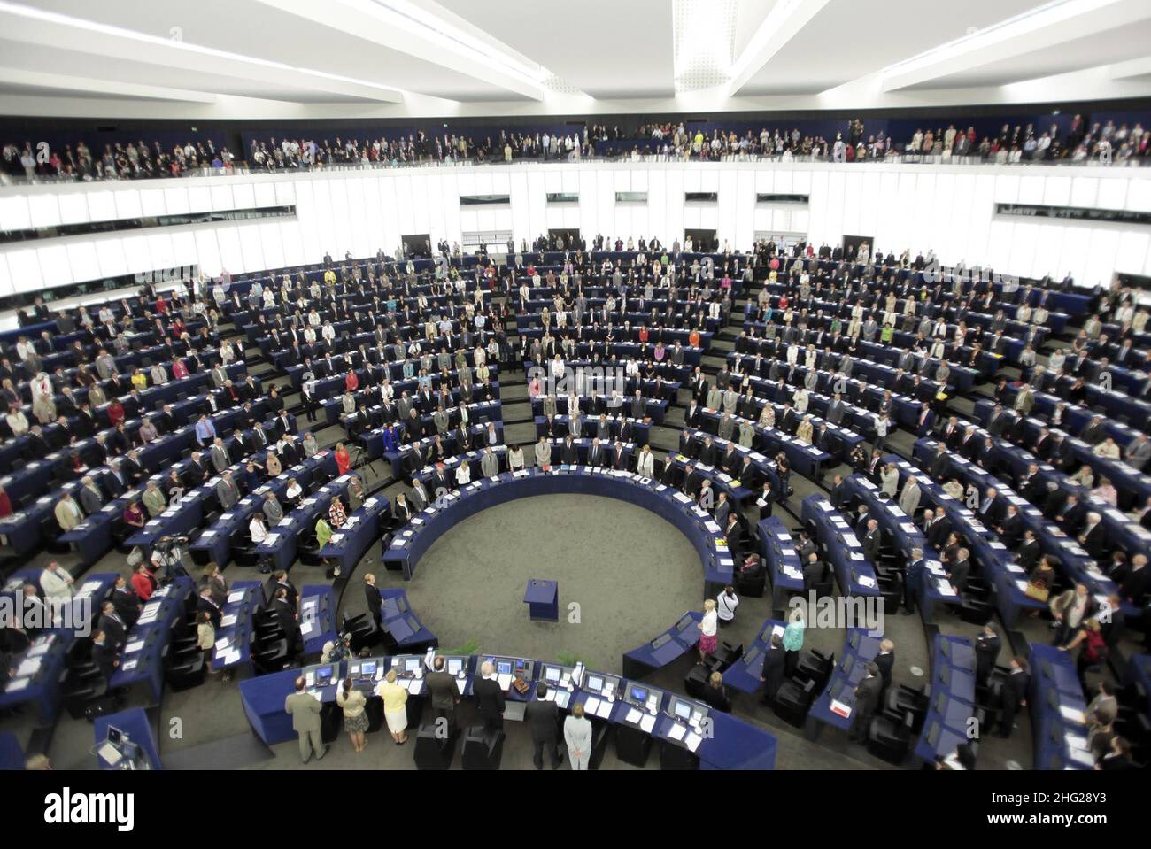 Una conferenza stampa al Parlamento europeo a Strasburgo, in Francia Foto Stock