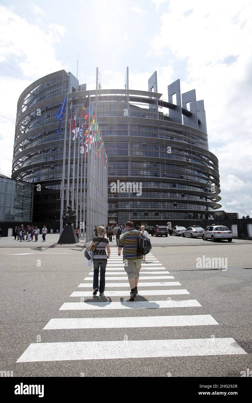 L'edificio Louise Weiss a Strasburgo, Francia, durante una sessione inaugurale del Parlamento europeo. Foto Stock