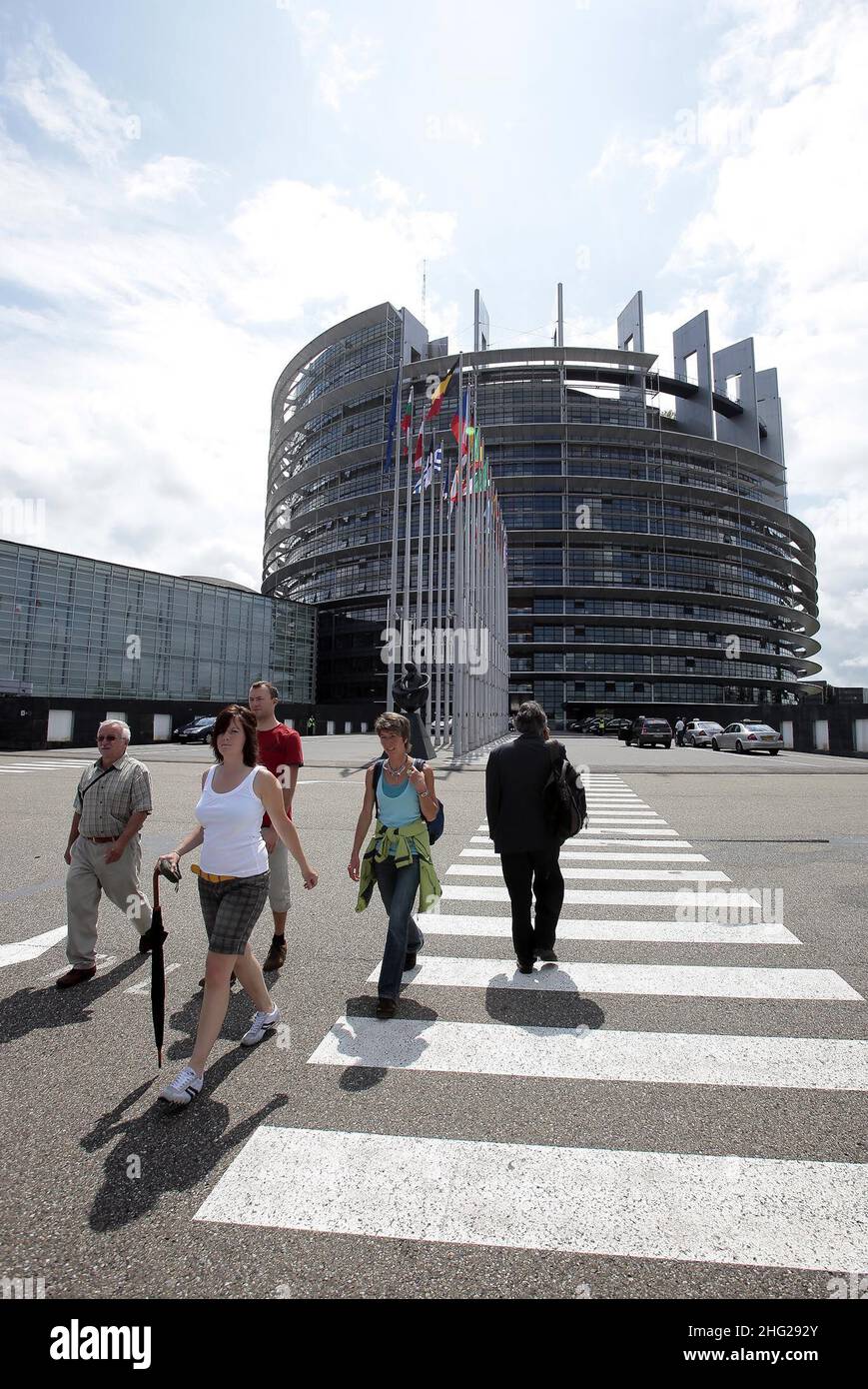 L'edificio Louise Weiss a Strasburgo, Francia, durante una sessione inaugurale del Parlamento europeo. Foto Stock