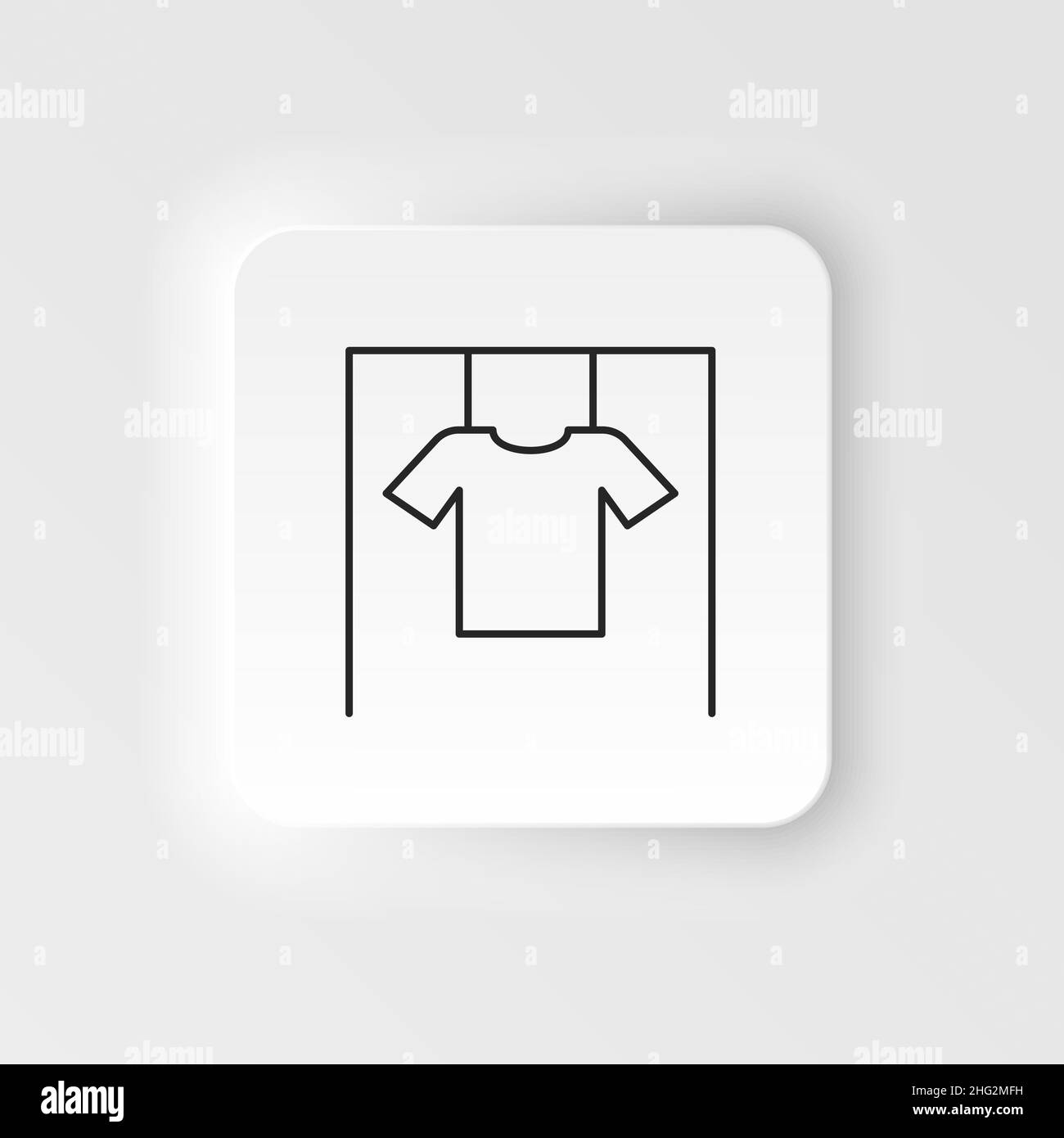 Abiti, icona camicia in cotone. Semplice illustrazione di elementi concetto naturale. Abiti, camicia di cotone, icona camicia impiccata. Icona vettore stile neumorfico su Whi Illustrazione Vettoriale