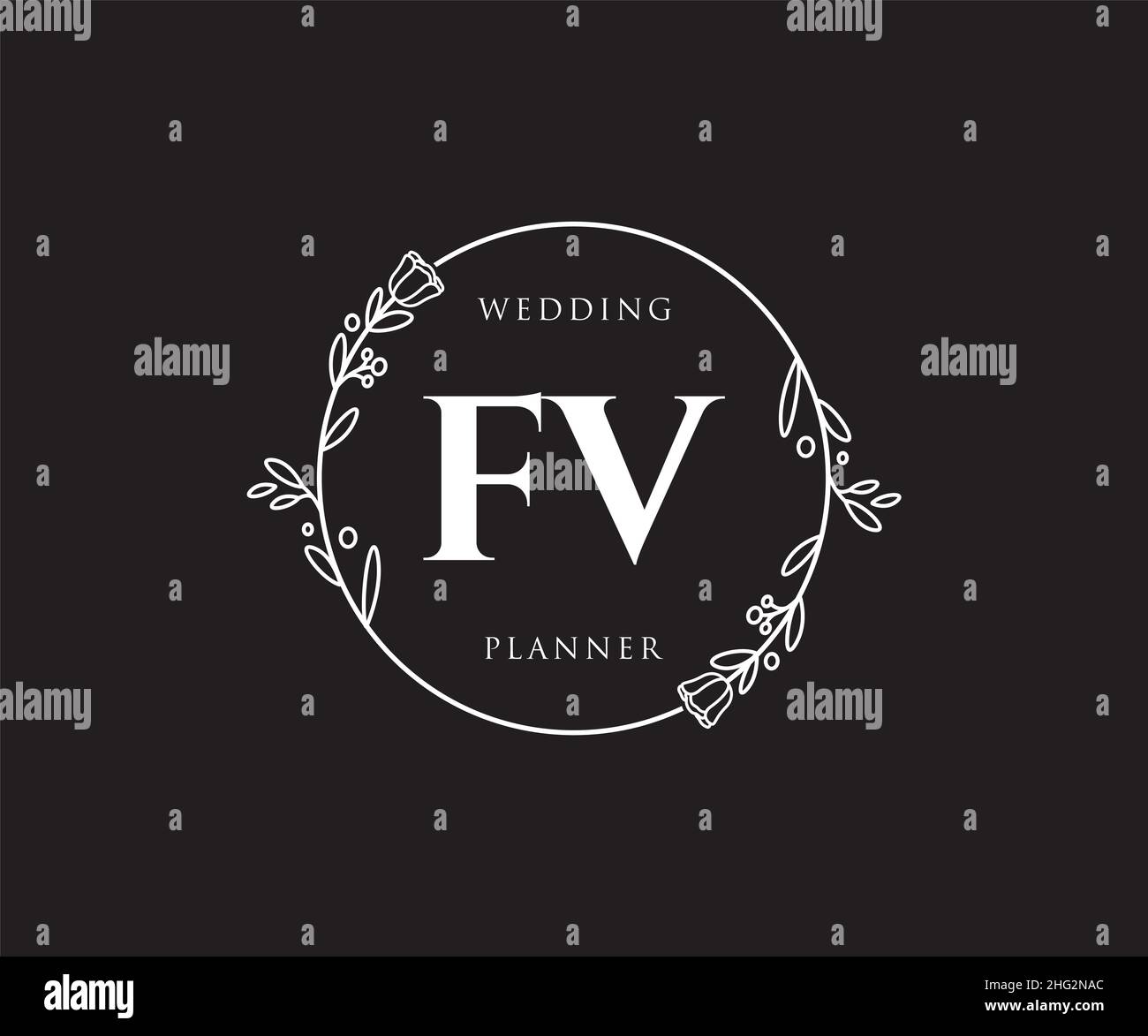 Logo FV femminile. Utilizzabile per la natura, salone, centro benessere, cosmetici e loghi di bellezza. Elemento modello di disegno con logo a vettore piatto. Illustrazione Vettoriale