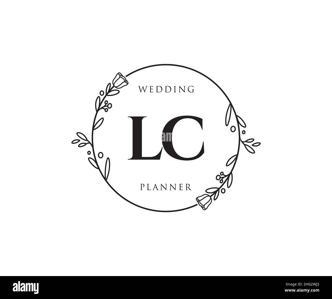 Logo LC femminile. Utilizzabile per la natura, salone, centro benessere, cosmetici e loghi di bellezza. Elemento modello di disegno con logo a vettore piatto. Illustrazione Vettoriale