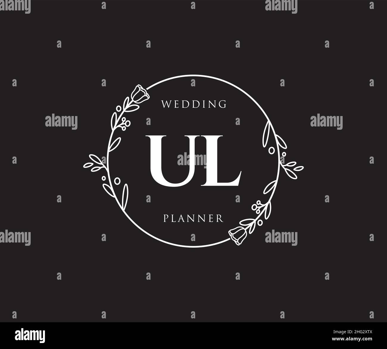 Logo femminile UL. Utilizzabile per la natura, salone, centro benessere, cosmetici e loghi di bellezza. Elemento modello di disegno con logo a vettore piatto. Illustrazione Vettoriale