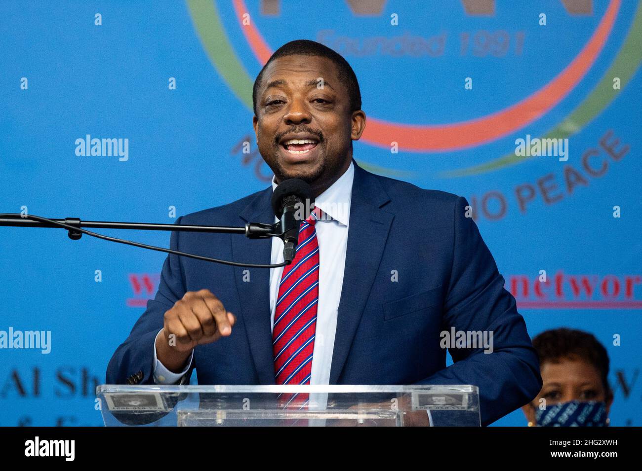 New York, Stati Uniti. 17th Jan 2022. Il governatore di New York Lt. Brian Benjamin (D) parla al forum annuale Martin Luther King Day Public Policy della National Action Network (NAN). Credit: SOPA Images Limited/Alamy Live News Foto Stock