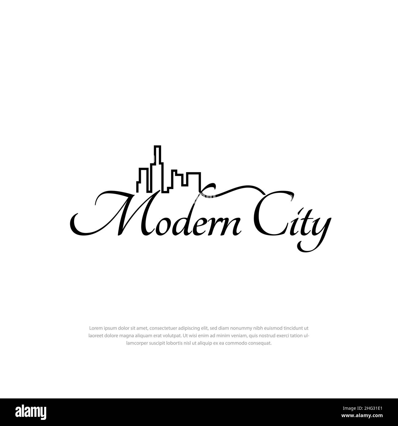 Monogramma moderno con logo della città in uno stile unico scritto a mano, etichette, emblemi, insegne. Illustrazione vettoriale Illustrazione Vettoriale