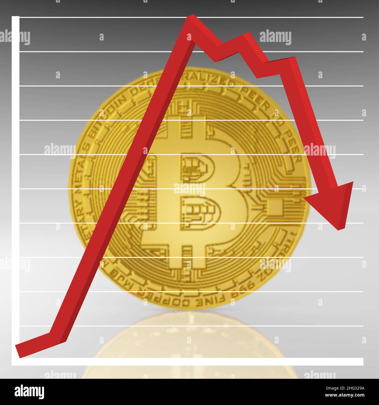 Bitcoin perdere valore Foto Stock