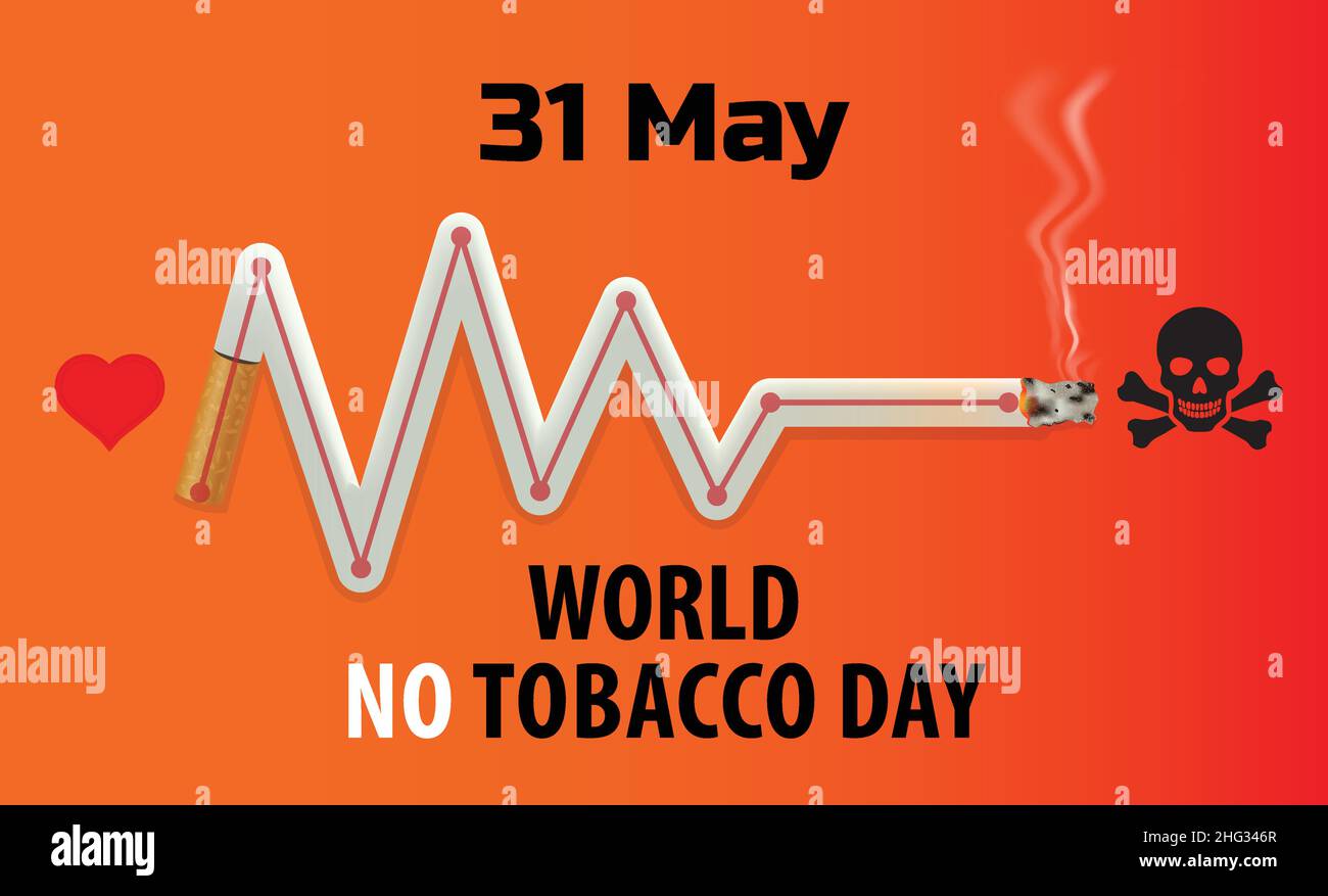 World No Tobacco Day Poster Banner 31 maggio, dire No al tabacco, Health Hazard Illustrazione Vettoriale
