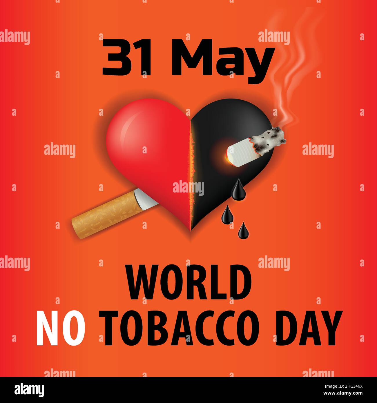 World No Tobacco Day Poster Banner 31 maggio, dire No al tabacco, Health Hazard Illustrazione Vettoriale