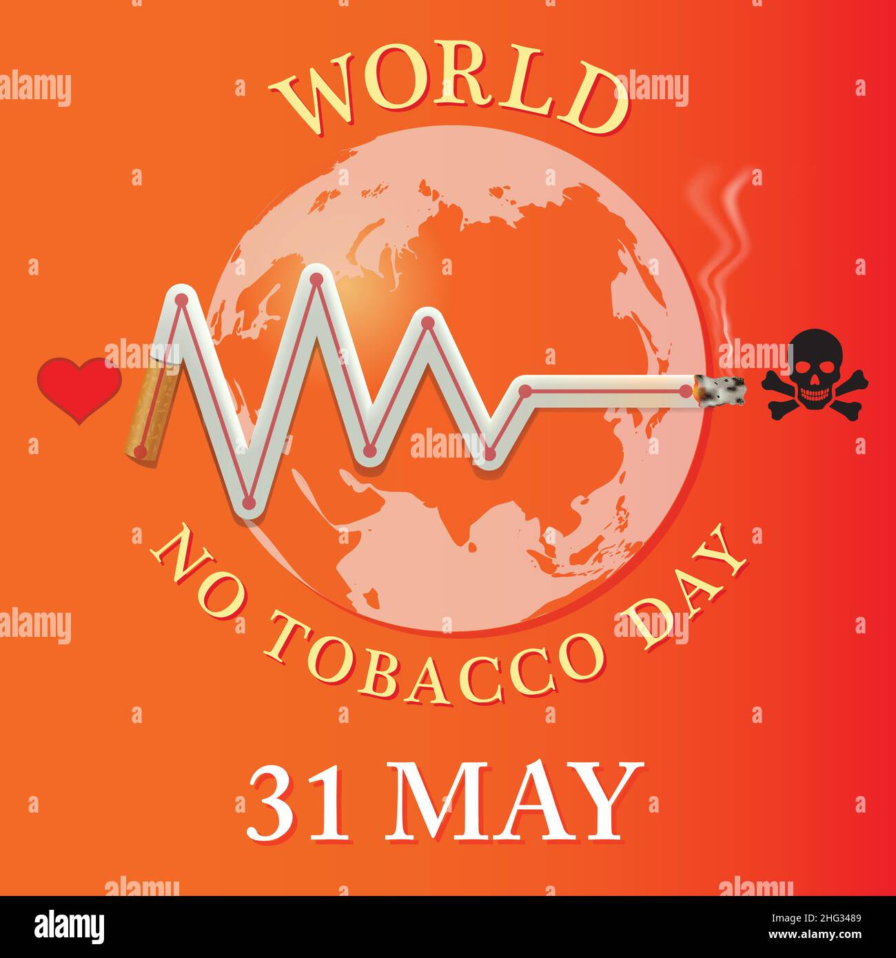 World No Tobacco Day Poster Banner 31 maggio, dire No al tabacco, Health Hazard Illustrazione Vettoriale