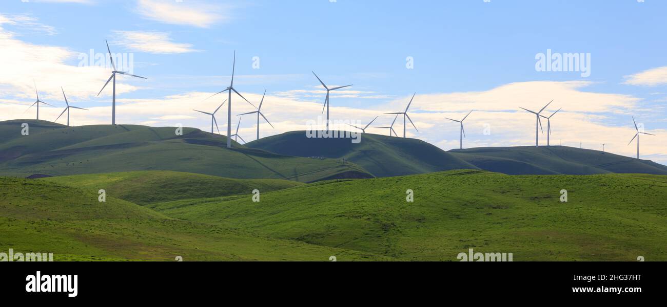 Turbine a Altamont Pass Wind Farm vicino a Livermore, California, USA. Foto Stock