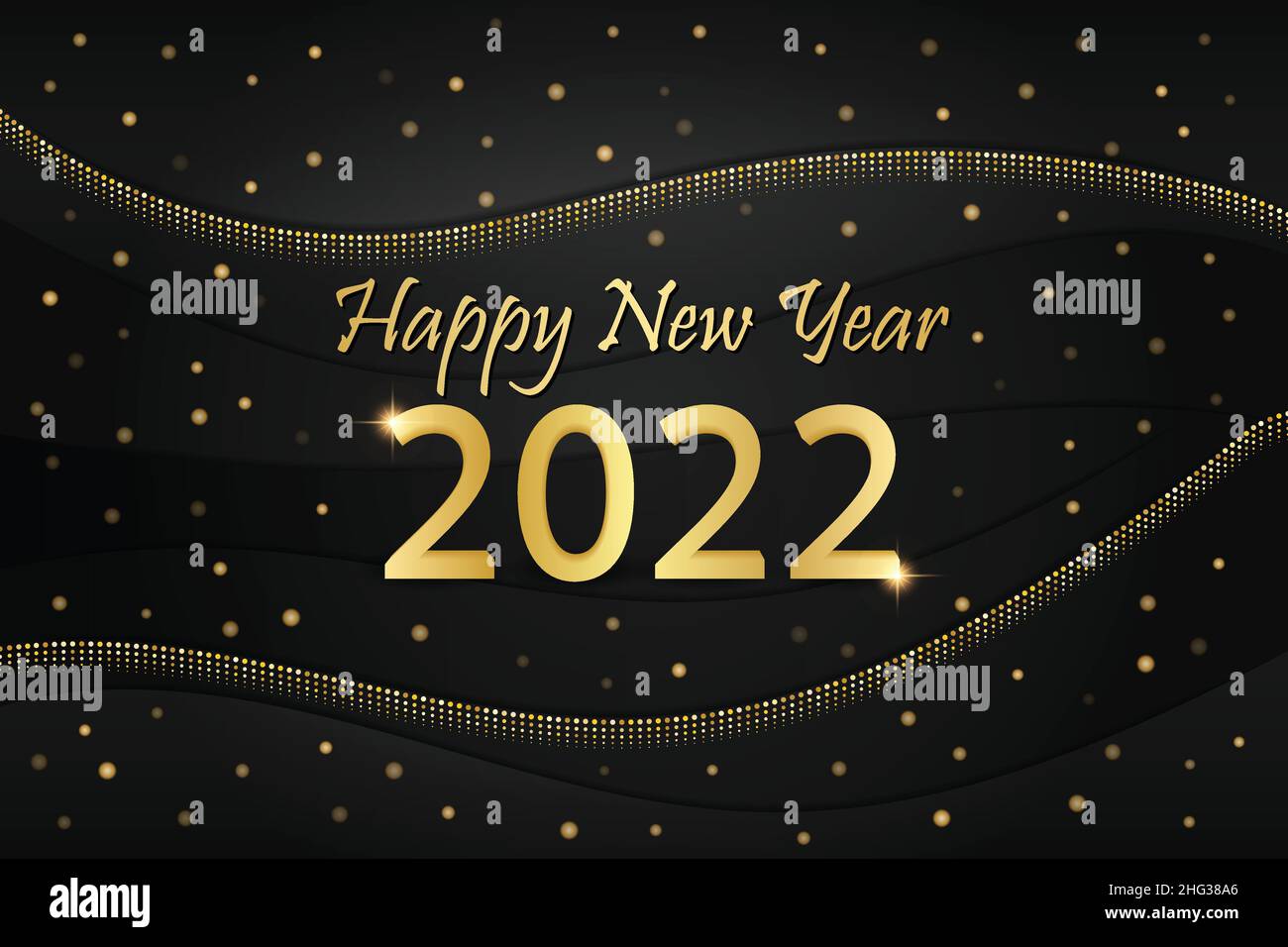 Felice anno nuovo 2022 Abstract sfondo dorato e lucido Illustrazione Vettoriale