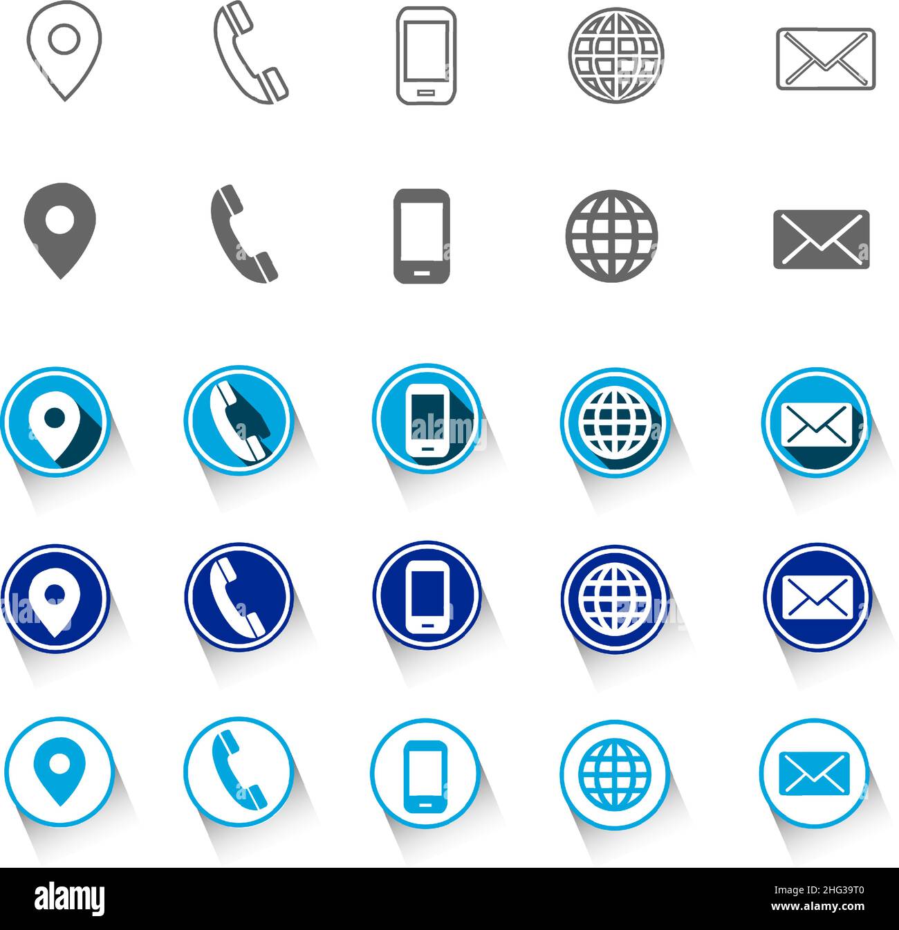 5 diverse informazioni di contatto web icona tutte le 25 icone in formato vettoriale Illustrazione Vettoriale