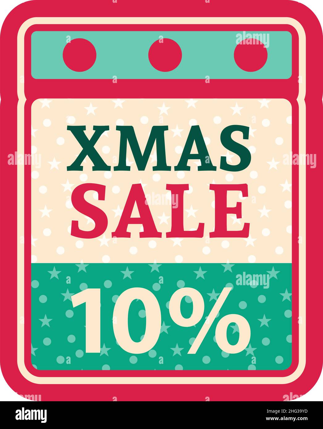 Foglio di calendario di Natale. Illustrazione vettoriale dell'adesivo di Natale. Etichetta con motivo neve Illustrazione Vettoriale