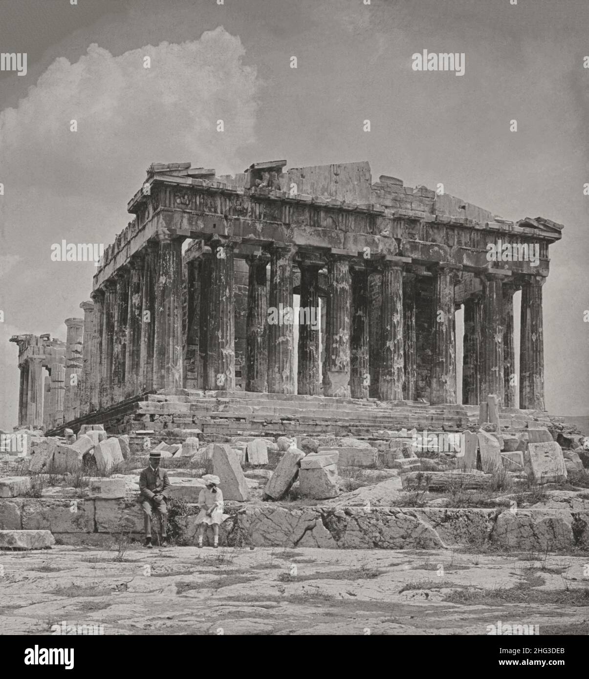 Foto d'epoca del Partenone, Atene, Grecia. 1900s Foto Stock