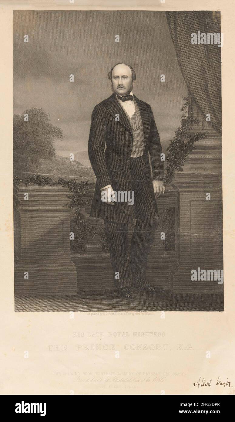 Ritratto del Principe Alberto, Consorte del monarca britannico. 1861-1862, di Daniel John Pound (ca 1842-1870) – artista grafico. Principe Alberto di Sassonia-Cobu Foto Stock