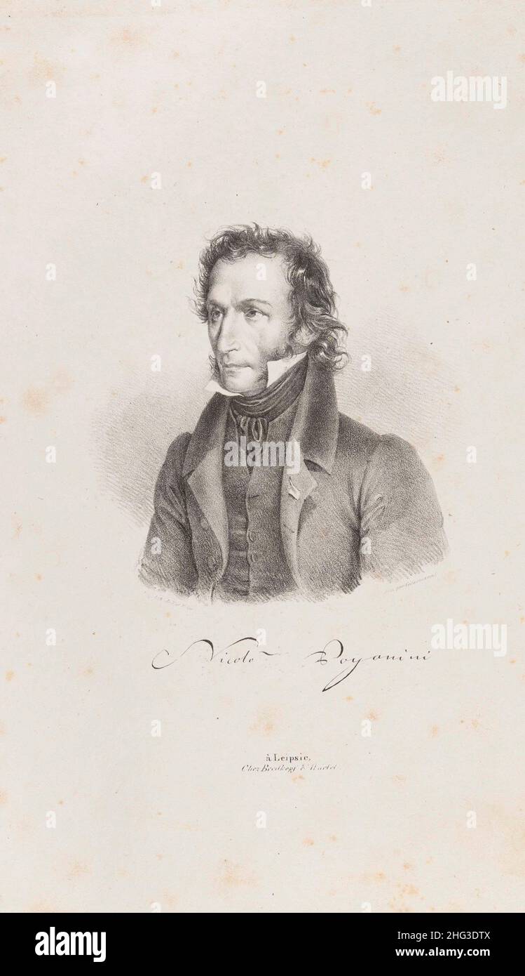 Ritratto di Niccolo Paganini. 1828, di Rudolf Weber. Niccolò Paganini (1782–1840) è stato un violinista e compositore italiano. Era il vi più celebrato Foto Stock