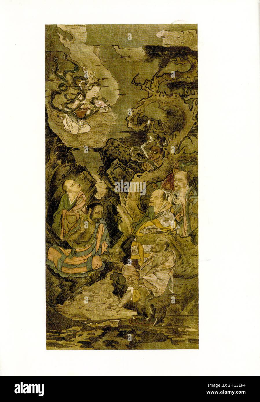Dipinto medievale cinese detto da Rin Teikei (Lin Ting-Kuei). Al tempio di Daitoku-ji. Riproduzione dell'illustrazione del libro di 1912 Lin Tinggui (Chine Foto Stock
